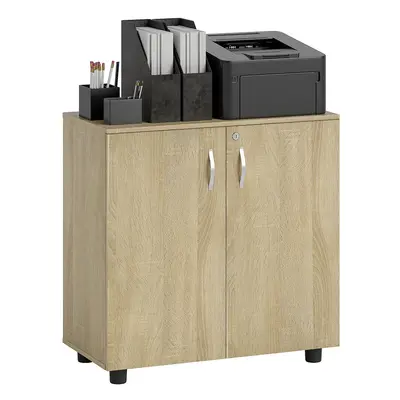 Vinsetto 2-Tier Locking Filing Cabinet Office Storage Cabinet, Oak