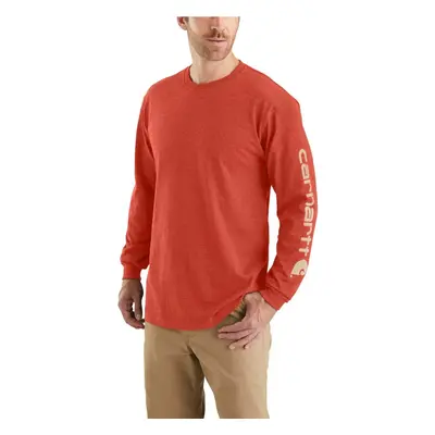 Carhartt Men's Loose Fit Heavyweight Long Logo Sleeve Graphic T-Shirt Desert Orange Heather Medi