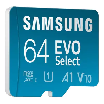 EVO Select (2024) microSD card + SD adapter, 64GB, Memory card for smartphone and tablet, UHS-I 