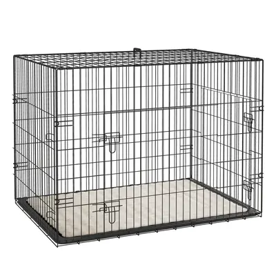 PawHut Dog Crate with Doors, Tray, Soft Cushion, for Large Medium Dogs