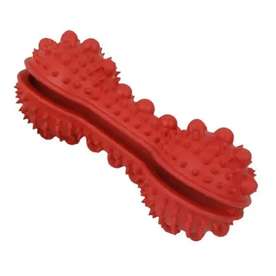 Pet Life DT48RD Denta-Bone TPR Treat Dispensing & Dental Cleaning Durable Dog Toy, Red - One Siz