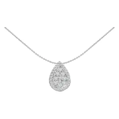 Jewelco London Solid 18ct White Gold Pave Set Round H SI 0.55ct Diamond Happy Tears Raindrop Pea