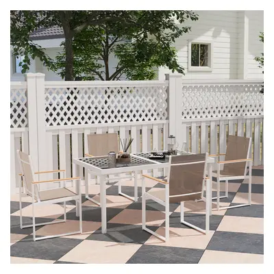 Outsunny Piece Garden Table and Chairs with Tempered Glass Table Top