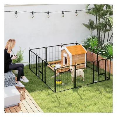 PawHut Dog Pen, Panels Puppy Pen for Small Dogs, 60cm High, Black