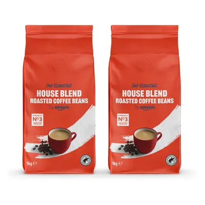 by Amazon House Blend Coffee Beans, Medium Roast, 2kg (2 Packs of 1kg), Rainforest Alliance Cert