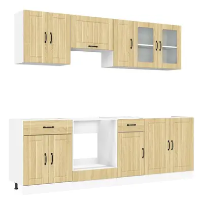 (sonoma oak) vidaXL Piece Kitchen Cabinet Set Kalmar White Engineered Wood