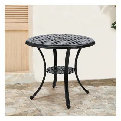 Cast Aluminum Patio Dining Table with Umbrella Hole