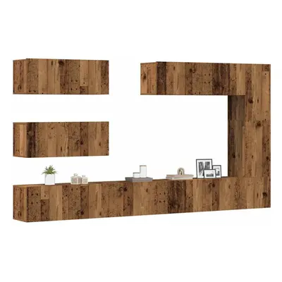 vidaXL Piece TV Cabinet Set Wall-mounted Old Wood Engineered Wood