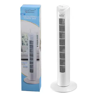 (White ) Electric Oscillating Tower Fan 32'' Free Standing Speed Settings Portable Cold Air Cool