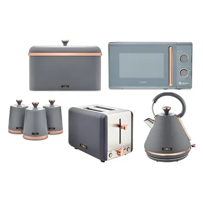 Tower Cavaletto Grey Kettle Toaster Microwave Breadbin Canisters Set