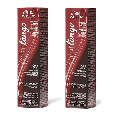 (3V â pack of ) Wella Color Tango 3V Deep Plum Permanent Haircolor