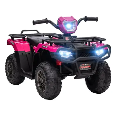 HOMCOM 12V Electric Quad Bike for Kids w/ LED Headlights, Music - Pink