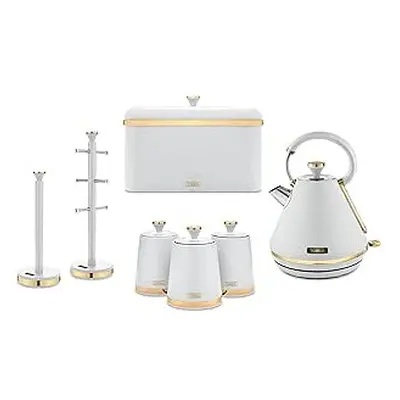 Tower Cavaletto Optic White 7pc Kitchen Set Kettle Bread Bin Canisters