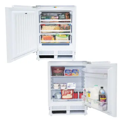 SIA Built In White Integrated Under Counter Fridge And Freezer Twin Pack