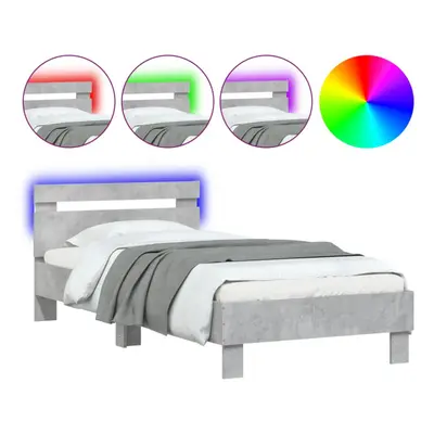 (concrete grey, x cm) vidaXL Bed Frame with Headboard and LED Bed Base Bedstead Matress Foundati