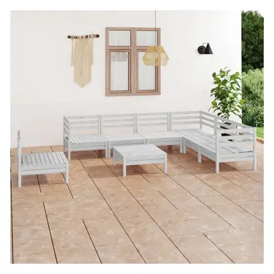 vidaXL Garden Lounge Set Outdoor Lounge Set Piece Solid Wood Pine White