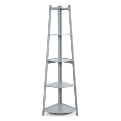 (Grey) Charles Jacobs Corner Ladder Shelf Bookcase Display Storage Unit