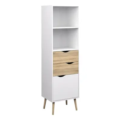 Oslo Bookcase Drawers Door in White and Oak