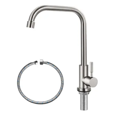 Cold Only Water Tap Single Hole Kitchen Sink Faucet SUS304 Stainless Steel Brushed Nickel