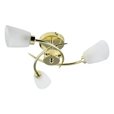 Modern Way Spiral Polished Gold Ceiling Light Fitting with Frosted Glass Shades - Complete with 