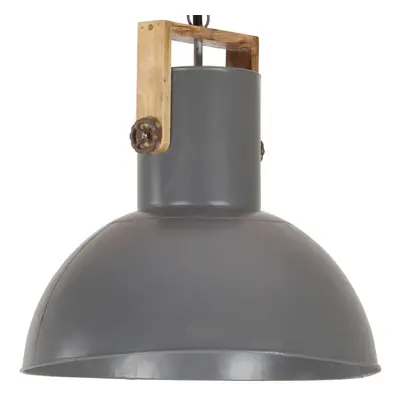 vidaXL Round Mango Wood Industrial Hanging Lamp 25W Grey 52cm E27 Lighting