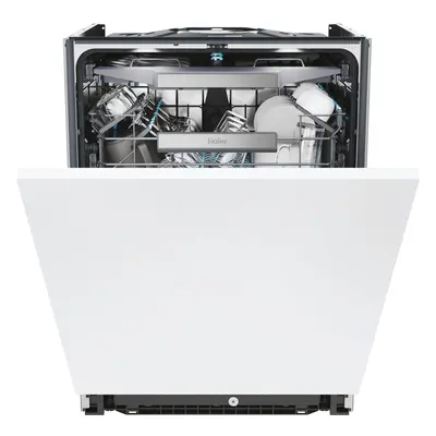 Haier 4A4M4PB-80 Wifi Connected Integrated Dishwasher - Black Control Panel, Sliding Door Fixing