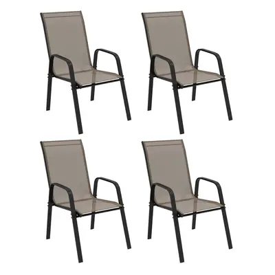 Outsunny Set of Garden Dining Chair Set Outdoor w/ High Back Armrest Grey