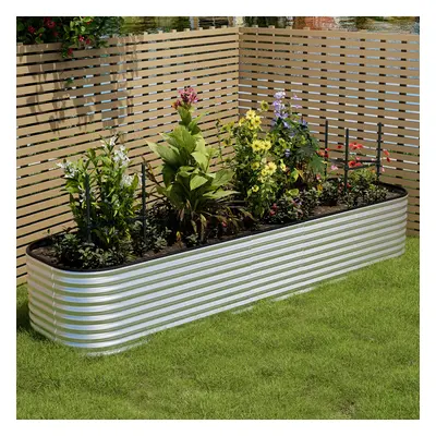 320cm W x 80cm D Oval-Shaped Galvanized Steel Raised Garden Bed