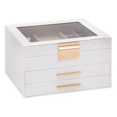 vidaXL Jewellery Box 3-Layer White 23x20.5x14 cm jewelry organiser ring box