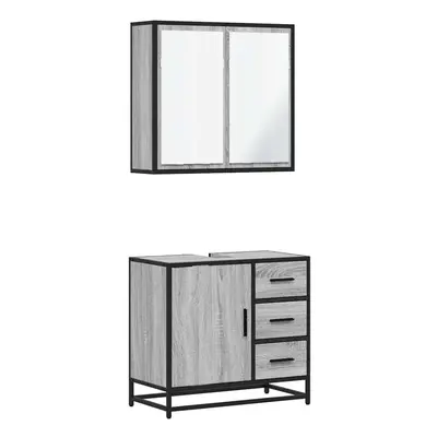 (grey sonoma) vidaXL Piece Bathroom Furniture Set Black Engineered Wood bathroom cabinet