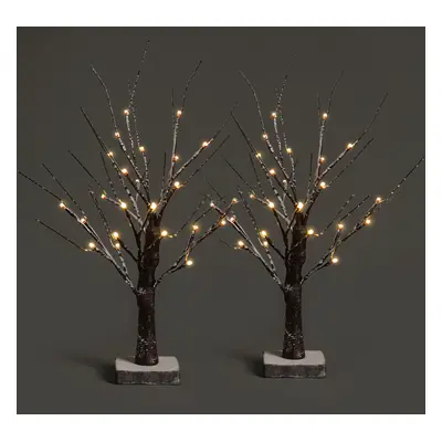 (Brown, Set of 2) NETTA 60cm Twig Birch Tree with Warm White LEDs