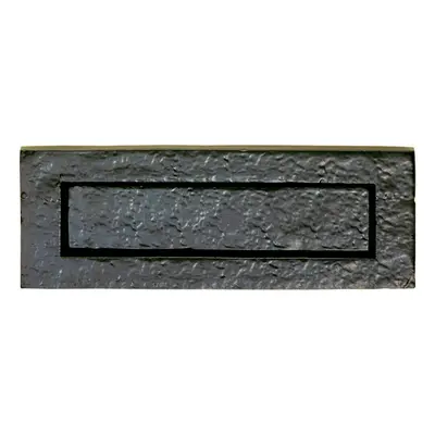 Traditional Sprung Letterbox Plate 233mm Fixing Centres Black Antique Finish