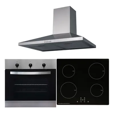 SIA 60cm Stainless Steel Single Fan Oven, Zone Induction Hob And Cooker Hood