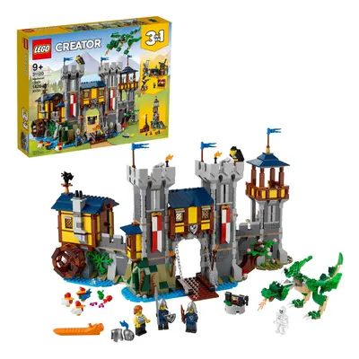 LEGO Creator 3in1 Medieval Castle Toy to Tower or Marketplace with Skeleton Dragon Figure Minifi