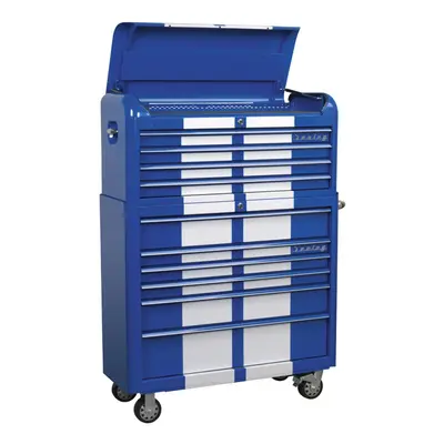 Sealey Premier™ Retro Style Wide Topchest & Rollcab Combination Drawer Blue with White Stripes A