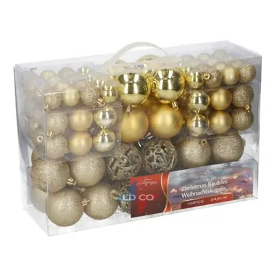 Christmas gifts, Christmas tree plastic baubles, Plastic, Gold, 100x