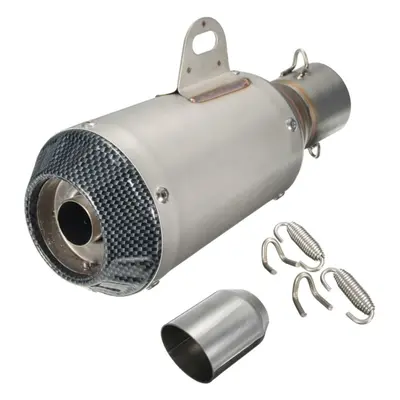 (Silver) 38-51mm Motorcycle GP Exhaust Muffler Pipe Silencer End Slip-On Stainless Steel