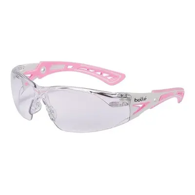 Bolle Safety Rush Plus Small Safety Glasses Clear Anti-Fog Lens, White & Pink