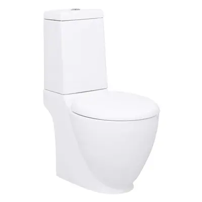 vidaXL Ceramic Toilet Back Water Flow White Home Bathroom WC Plumbing Fixture