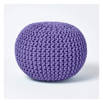 (Purple) Knitted Cotton Pouffe Footstool Round x cm