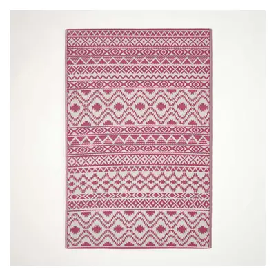 (150 x cm) Tia Aztec Pink & White Outdoor Rug