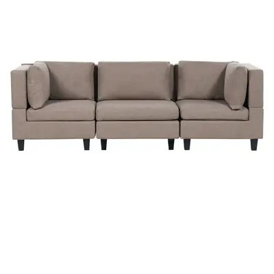 3-Seater Modular Fabric Sofa Brown UNSTAD