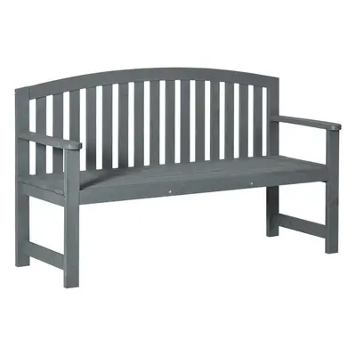 Outsunny Person Garden Bench Wooden Outdoor Furniture with Armrest Grey