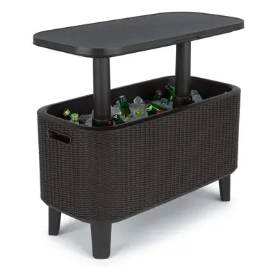 Keter Bevy Bar Liter Cooler with Cocktail Table Top Serving Station, Grey