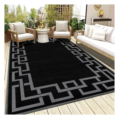 (160cm x 230cm (5ft 3" x 7ft 6")- Large Area Living Room Bedroom Rug , Black Grey) Non Slip Mode