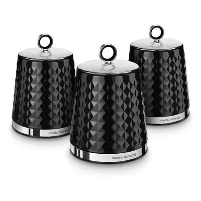 Morphy Richards Dimensions Set of Round Kitchen Storage Canisters, Black, One Size