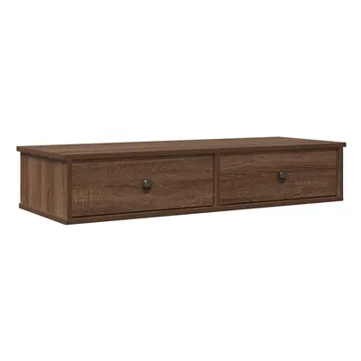 (brown oak, x x cm) vidaXL Wall Shelf with Drawers White 60x25x15 cm Engineered Wood