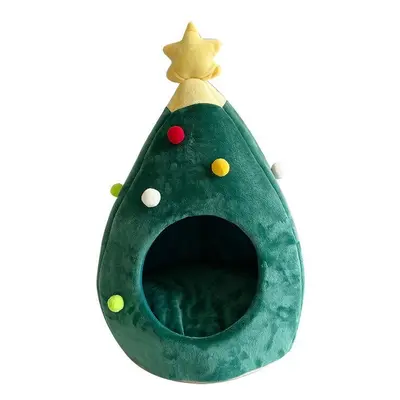 (L) Christmas Tree Cat Litter Kennel Winter Warm Pet Nest Winter Cat House Pet Supplies Pet Bed