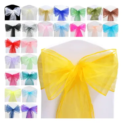 (Yellow Gold, 100) Time to Sparkle X 280cm Organza Sashes Chair Cover Bow Sash Fuller Wider Bows