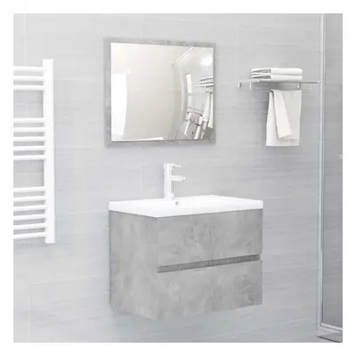 vidaXL Bathroom Furniture Set Concrete Grey Chipboard Cabinet Wall Mirror